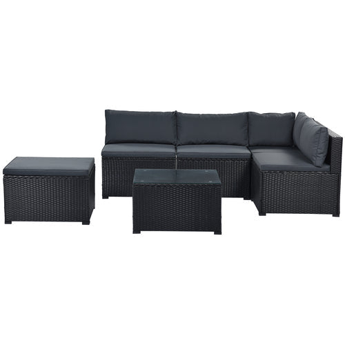 6pcs Outdoor Patio Rattan Sectional Sofa Furniture Set