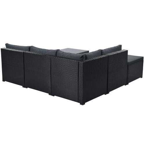 6pcs Outdoor Patio Rattan Sectional Sofa Furniture Set