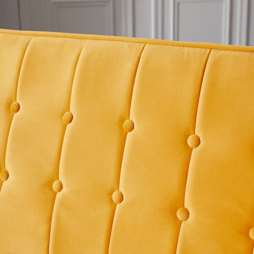 Velvet Square Loveseat Arm Sofa Bed, Yellow