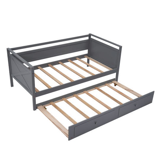 Twin Size Daybed with Trundle, Gray