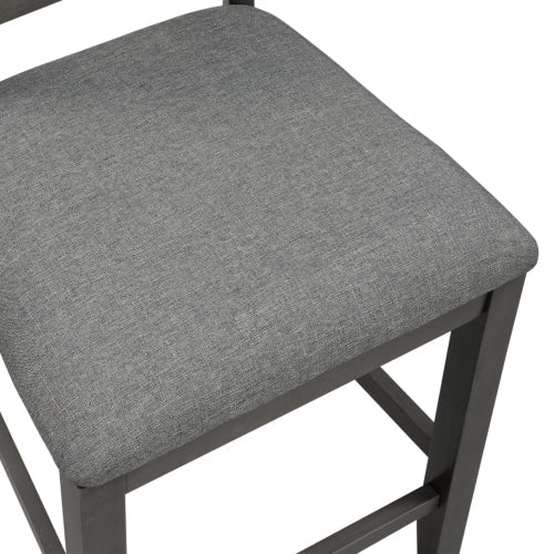 Wooden Stools Chairs with Trim Set of 2, Gray