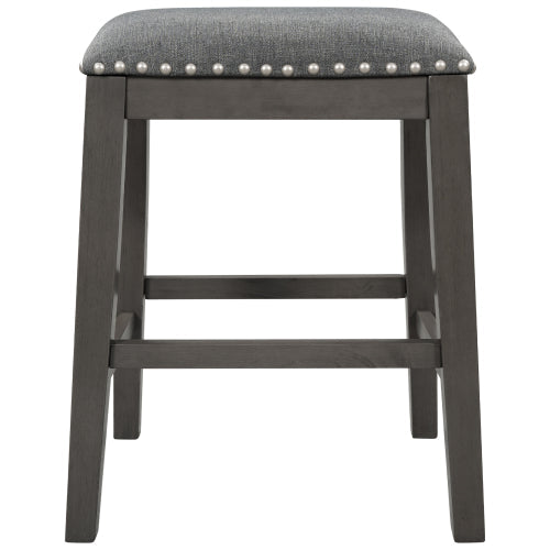 Wooden Stools Chairs with Trim Set of 2, Gray