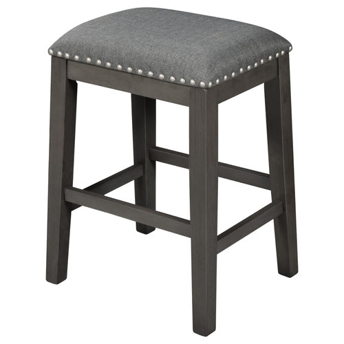 Wooden Stools Chairs with Trim Set of 2, Gray