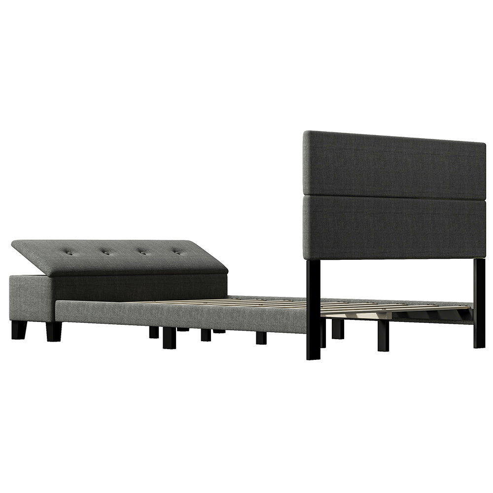 Upholstered Queen Size Platform Bed with Storage Case