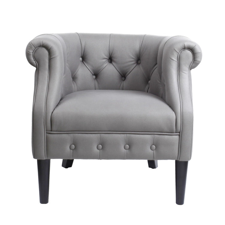 Tufted Sofa Arm Chair and Ottoman, Gray