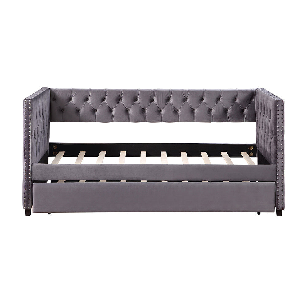 Twin Upholstered Tufted Daybed with Trundle