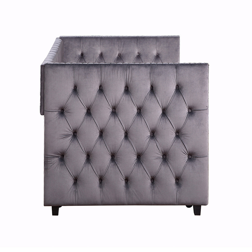 Twin Upholstered Tufted Daybed with Trundle