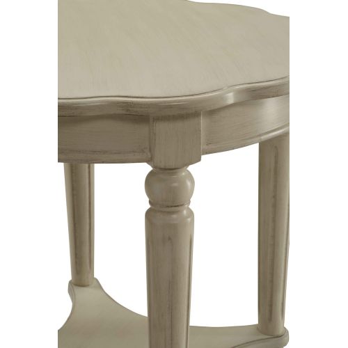 Modern Round End Table, Antique White