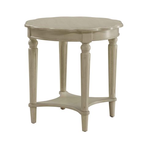 Modern Round End Table, Antique White