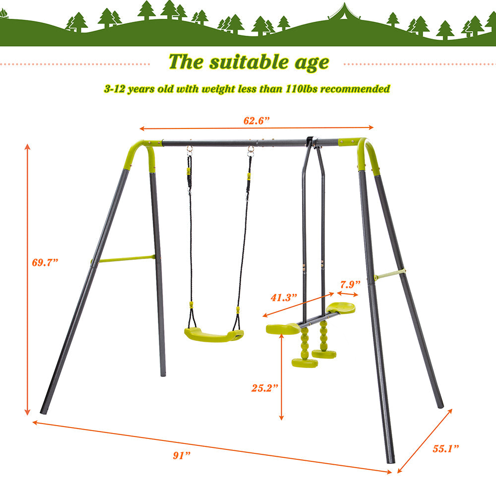 2 in 1 Metal Swing Set