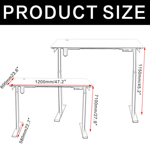 Single Motor Electric Height Adjustable Desk, White