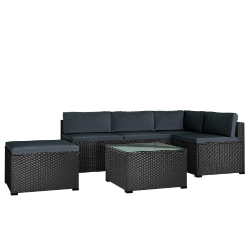 6pcs Outdoor Patio Rattan Sectional Sofa Furniture Set