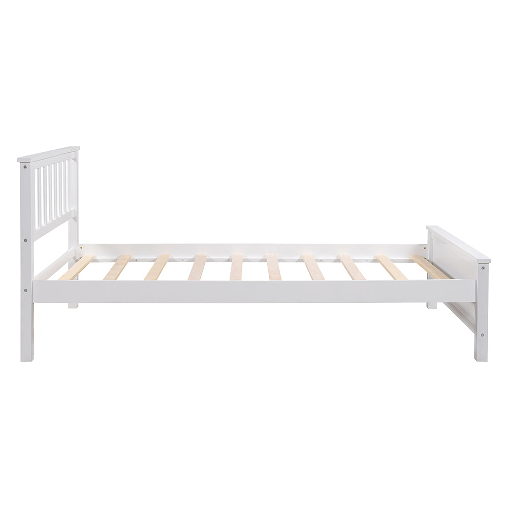 Twin Size Wood Platform Bed with Headboard