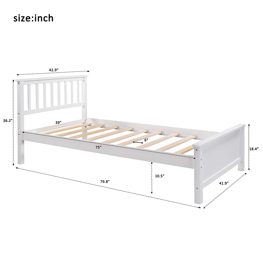 Twin Size Wood Platform Bed with Headboard