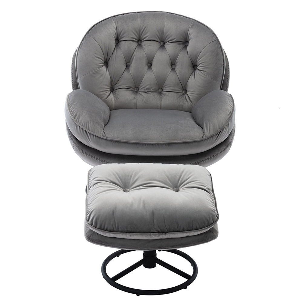 Velvet Swivel Chair and Ottoman