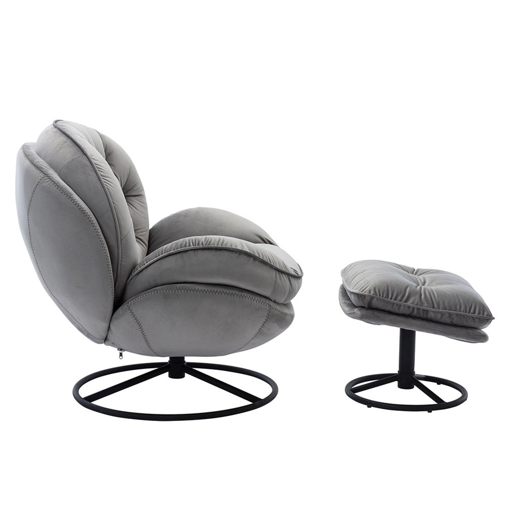 Velvet Swivel Chair and Ottoman