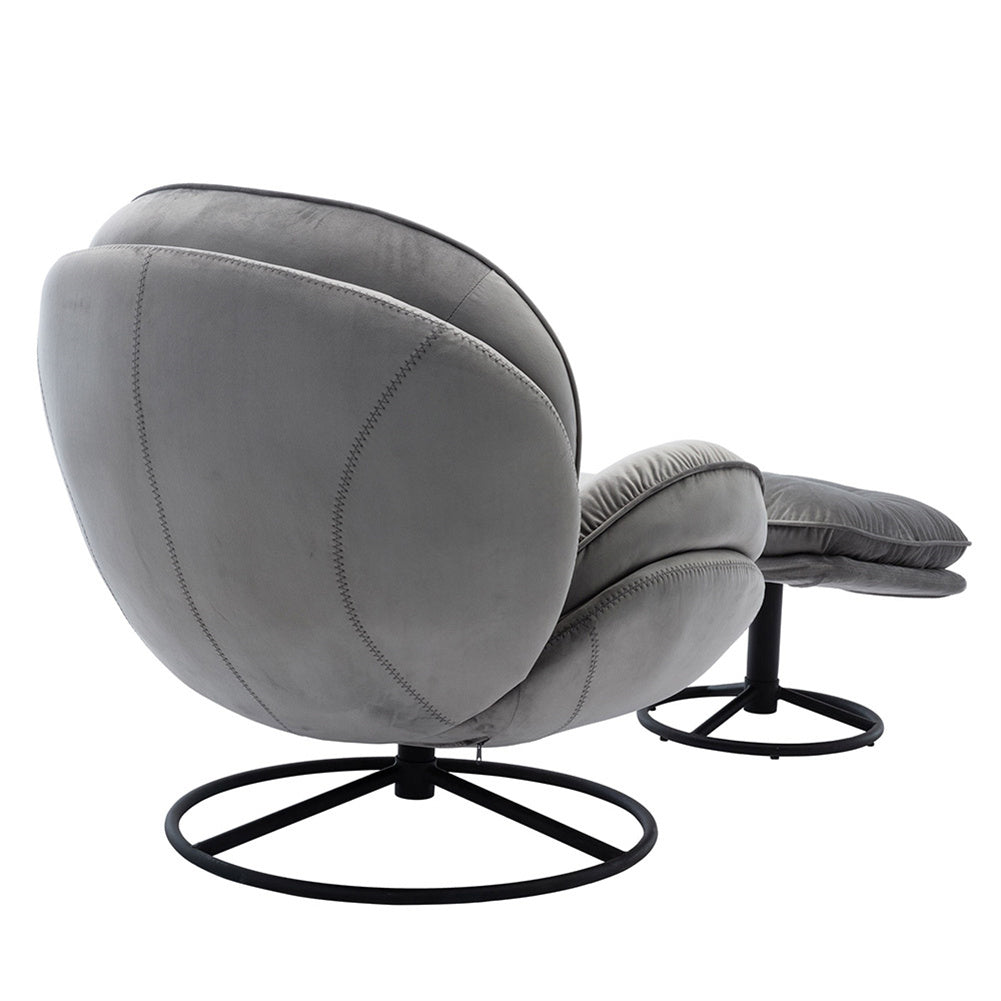 Velvet Swivel Chair and Ottoman