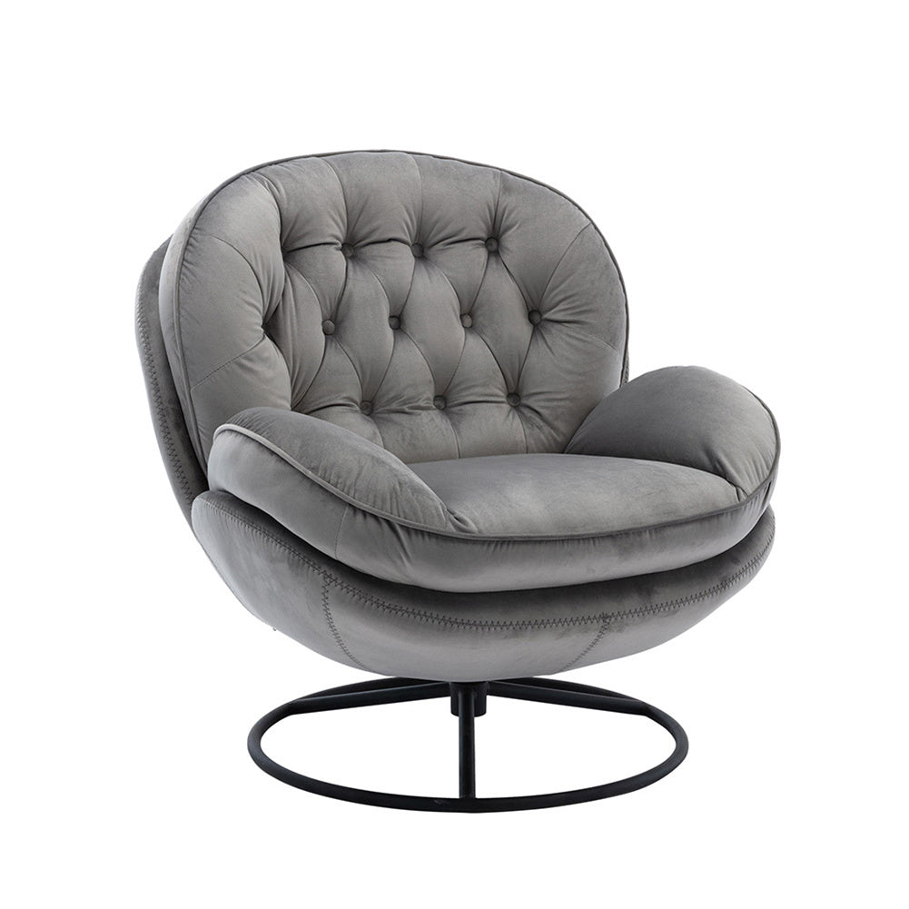 Velvet Swivel Chair and Ottoman