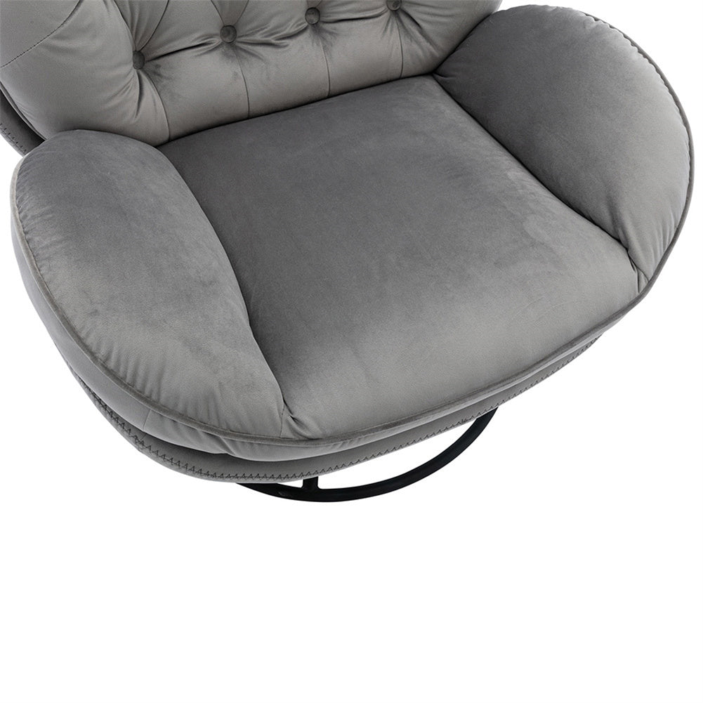 31.73'' Wide Tufted Velvet Swivel Lounge Sofa Chair and Ottoman, Gray