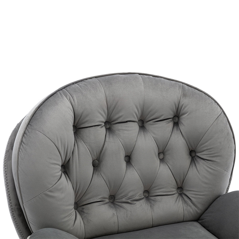 Velvet Swivel Chair and Ottoman