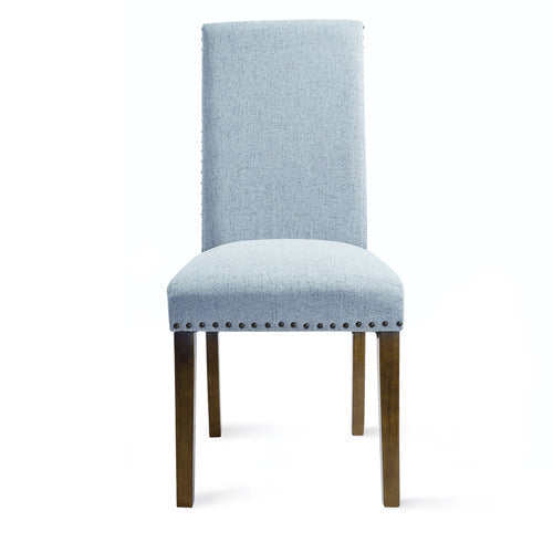 Upholstered Fabric Dining Chairs Set of 2 with Copper Nails, Blue