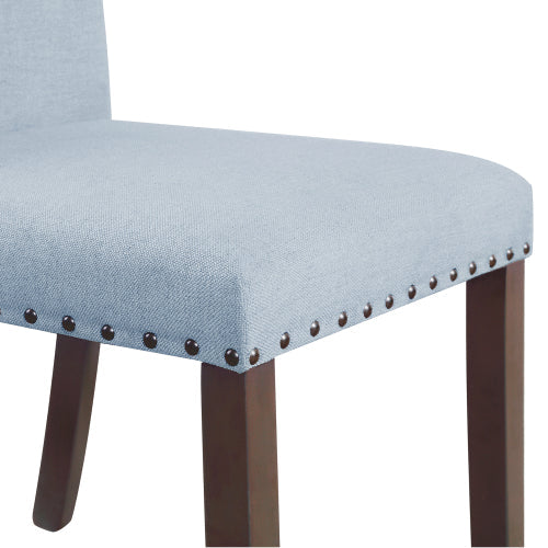 Upholstered Fabric Dining Chairs Set of 2 with Copper Nails, Blue