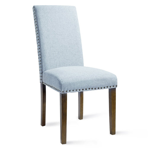 Upholstered Fabric Dining Chairs Set of 2 with Copper Nails, Blue