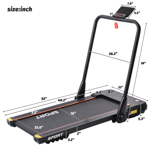 2.5HP Horizontally Foldable Electric Treadmill Motorized Running Machine