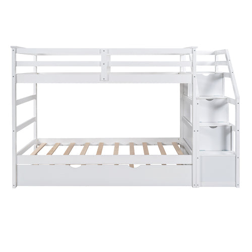 Twin-Over-Twin Bunk Bed with Trundle and Storage Stairs