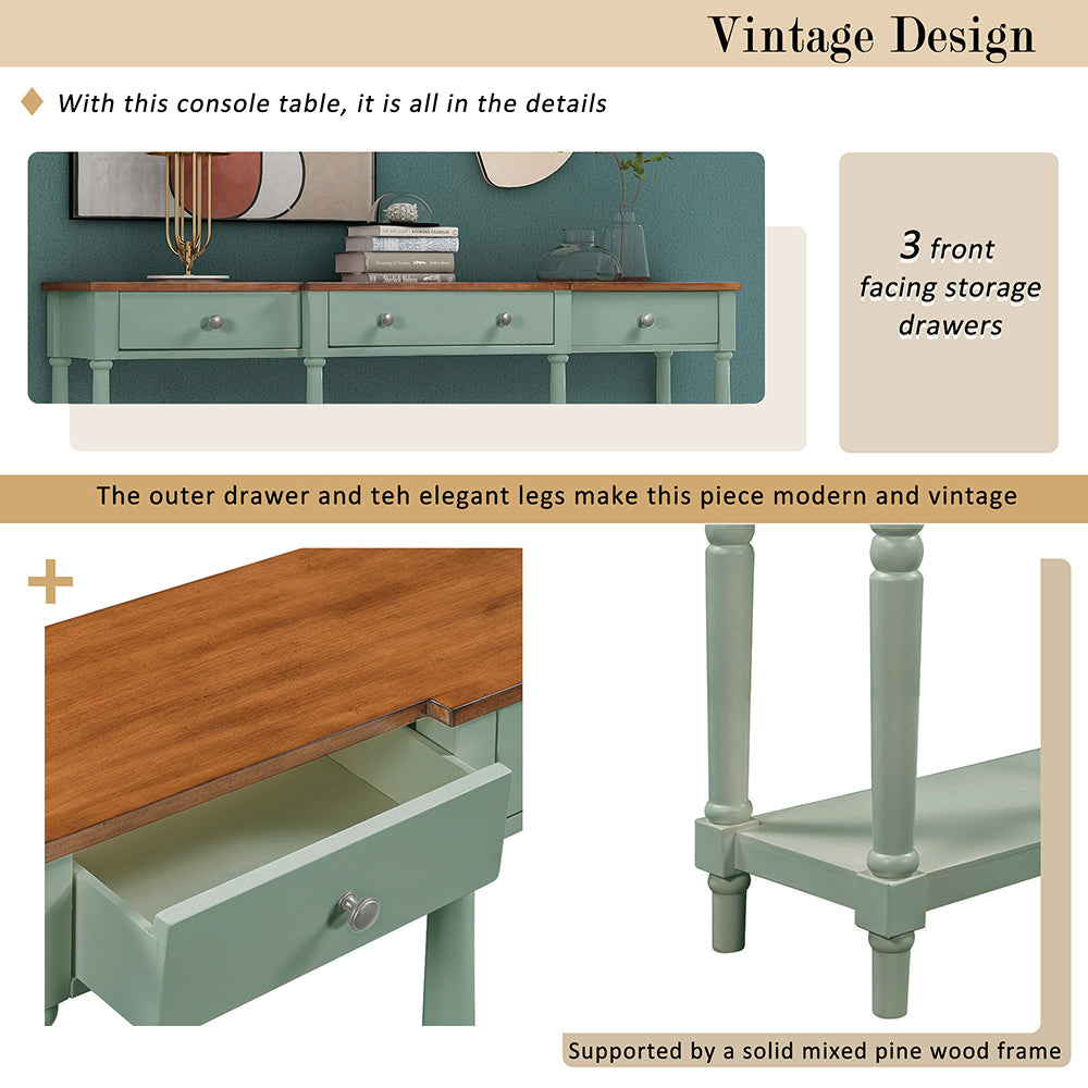 Console Table with Drawers and Storage Shelf 