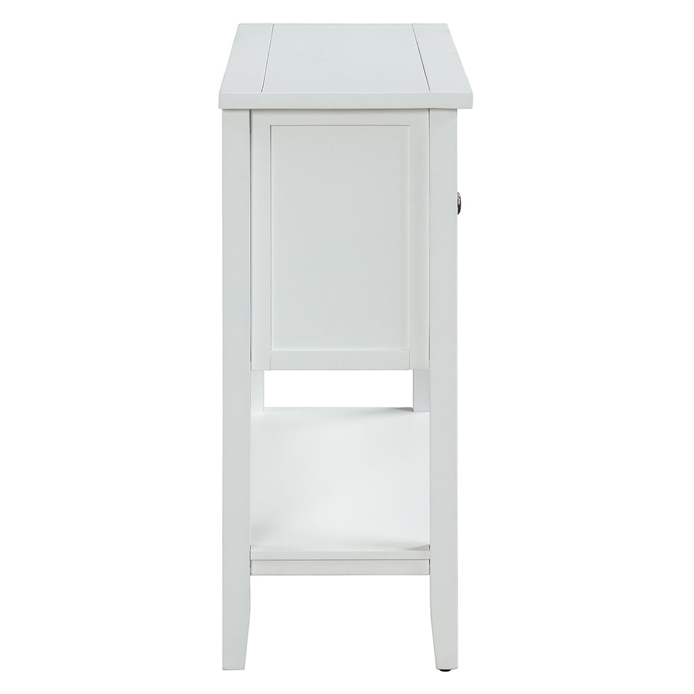 Modern Console Table with 2 Drawers, 1 Cabinet and 1 Shelf, White