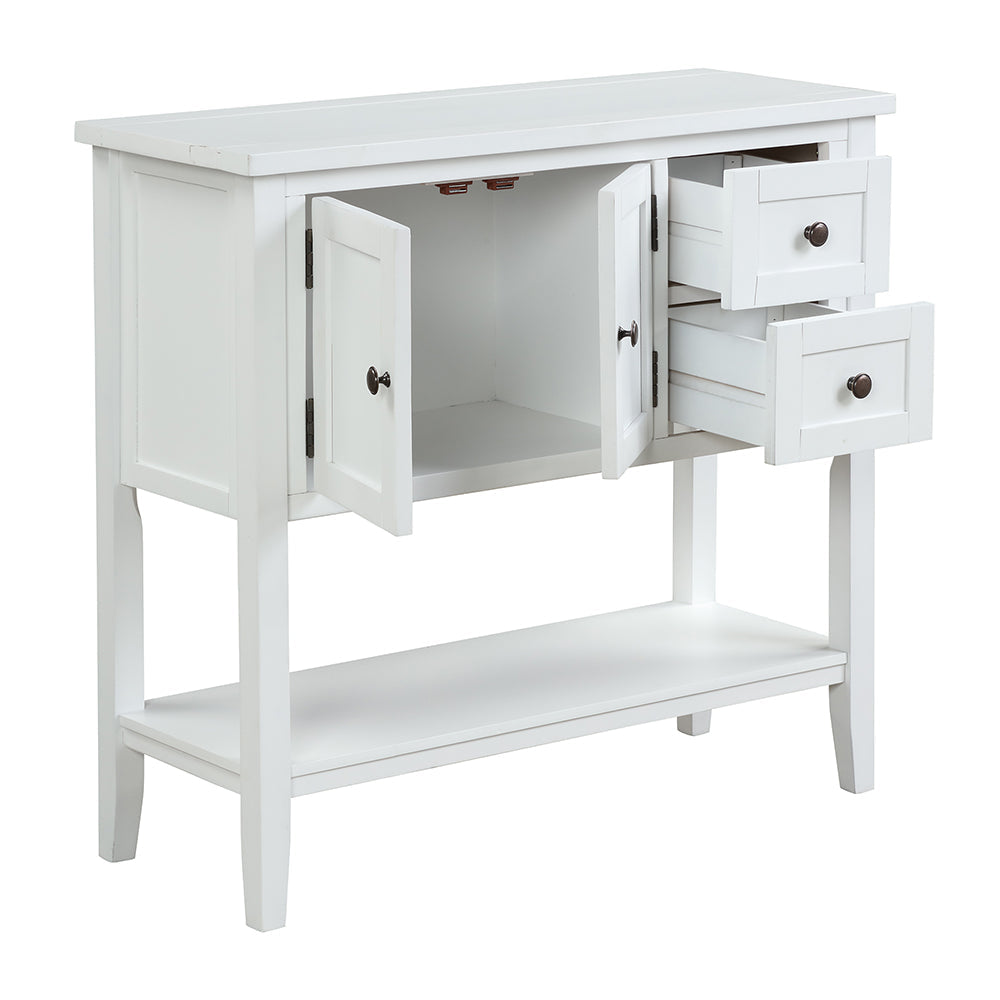 Modern Console Table with 2 Drawers, 1 Cabinet and 1 Shelf, White