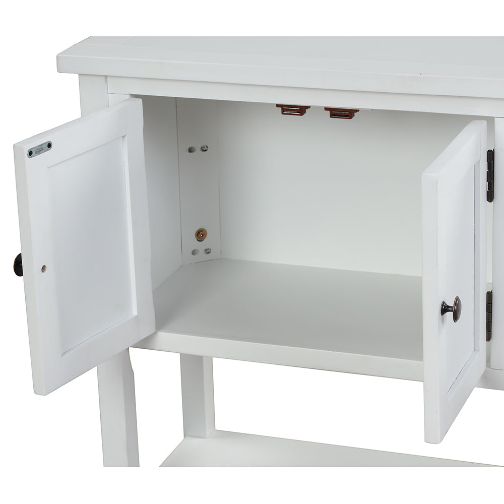 Modern Console Table with 2 Drawers, 1 Cabinet and 1 Shelf, White