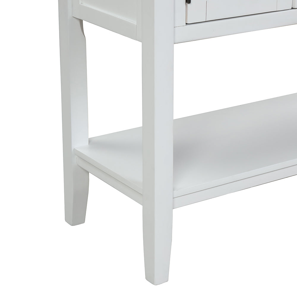 Modern Console Table with 2 Drawers, 1 Cabinet and 1 Shelf, White