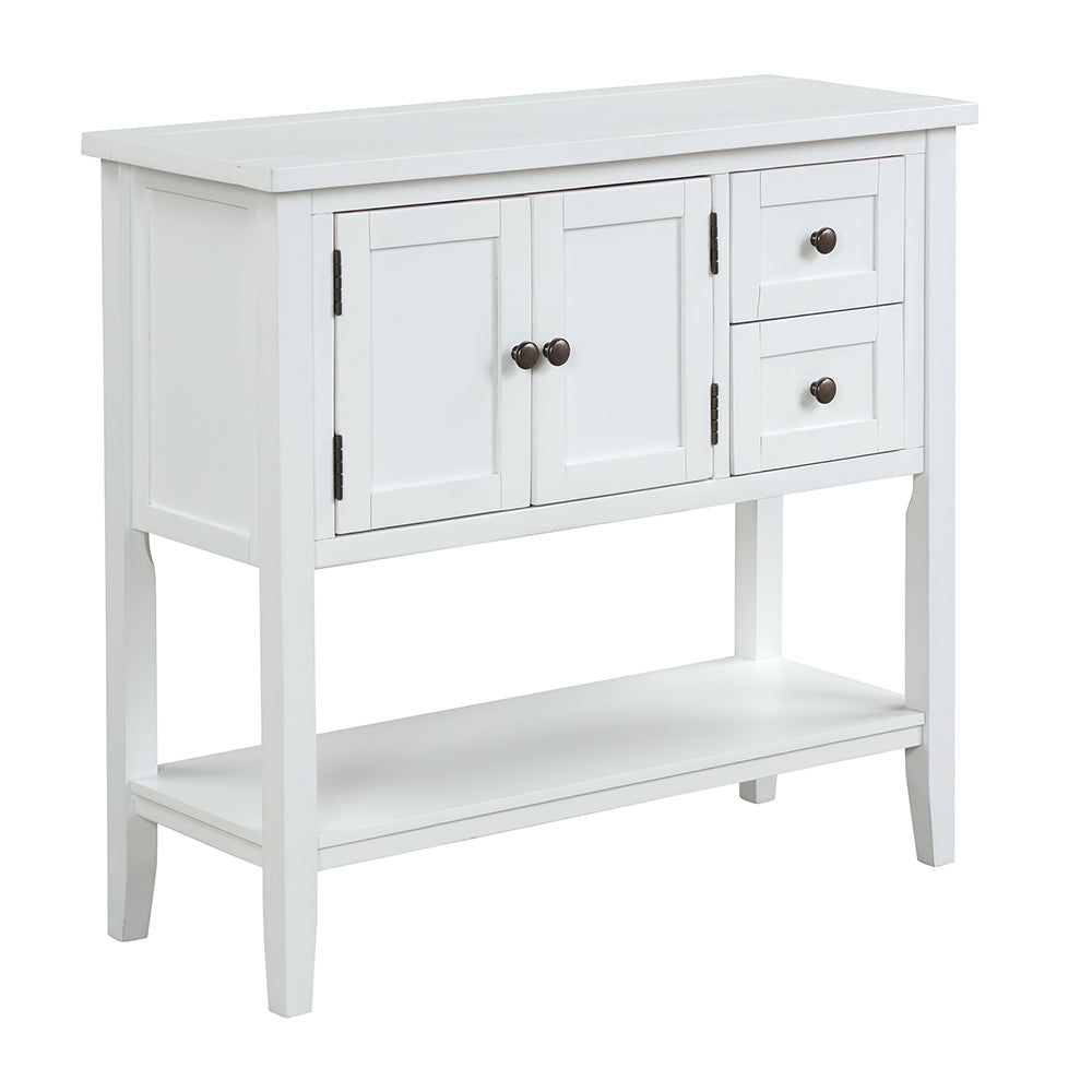 Modern Console Table with 2 Drawers, 1 Cabinet and 1 Shelf, White