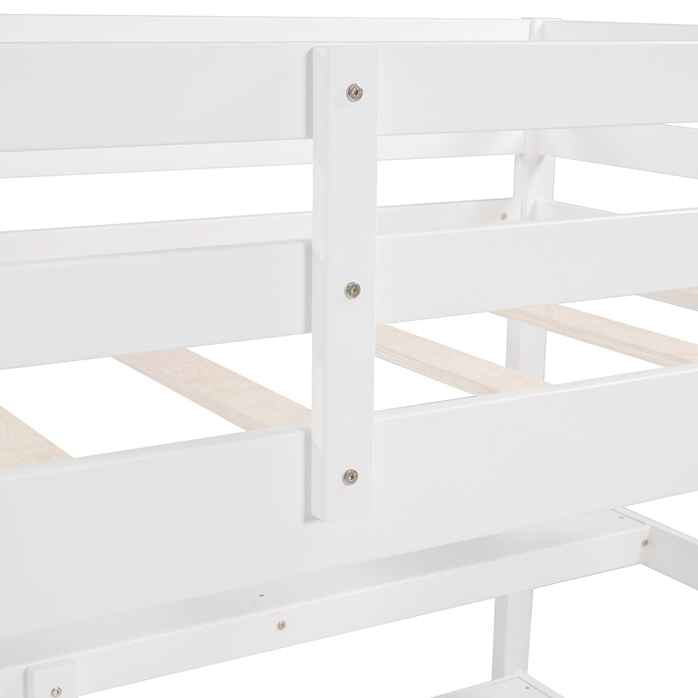 Twin Size Loft Bed with Shelves, White