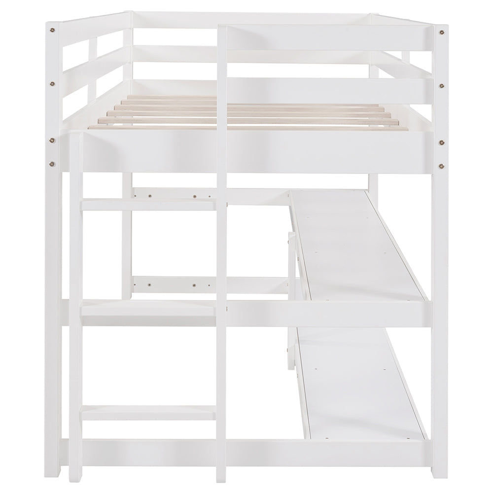 Twin Size Loft Bed with Shelves