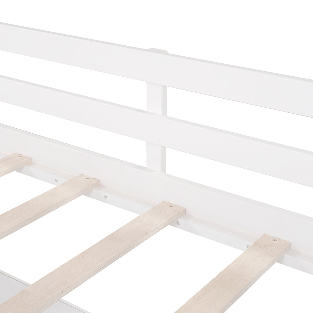 Twin Size Loft Bed with Shelves, White