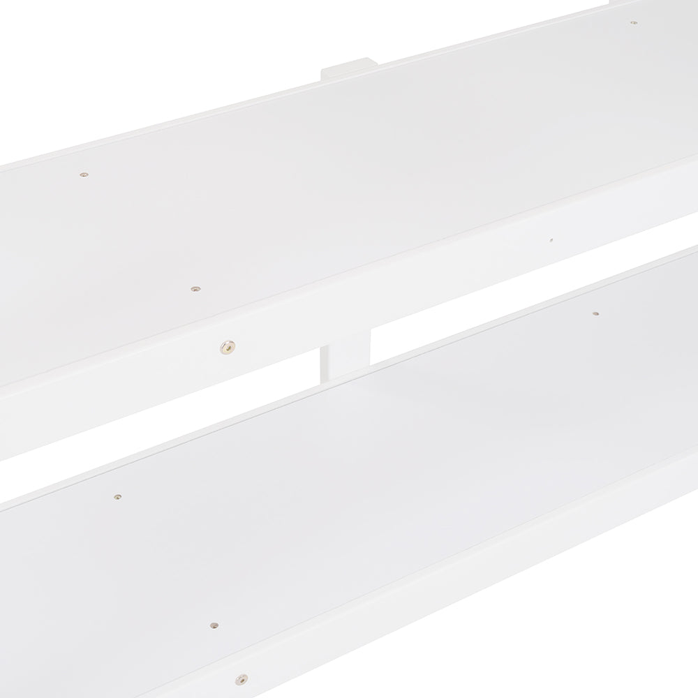 Twin Size Loft Bed with Shelves, White