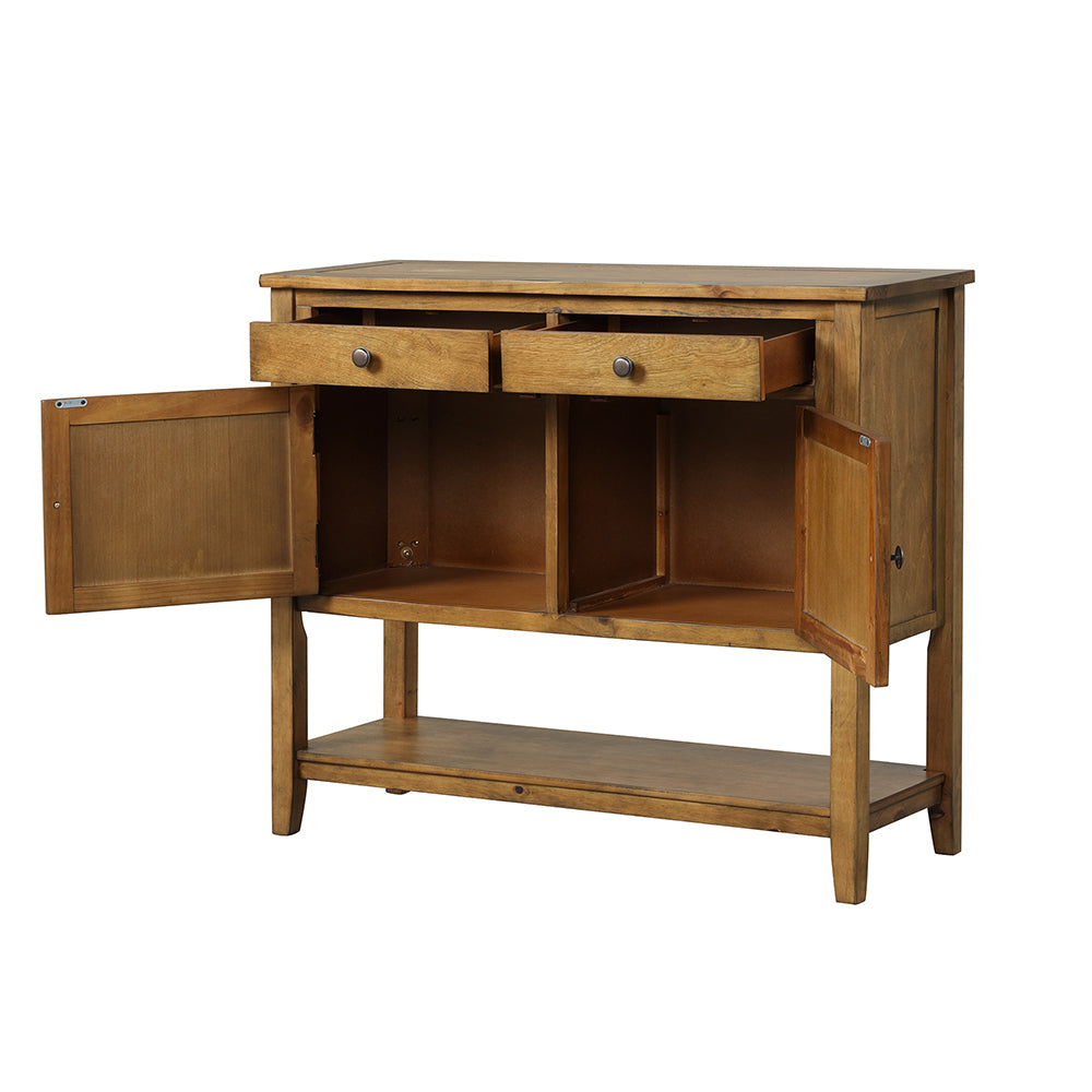 Console Table with Drawers, Cabinets and Shelf