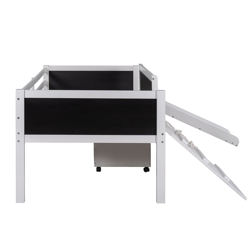 Twin size Loft Bed with Two Storage Boxes