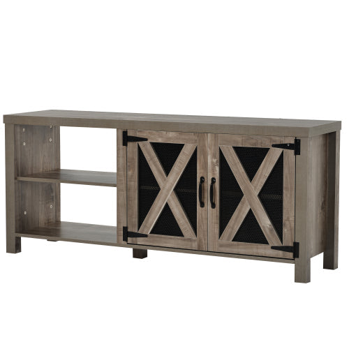 TV Stand with Barn Door for TVs up to 57 Inches, Gray