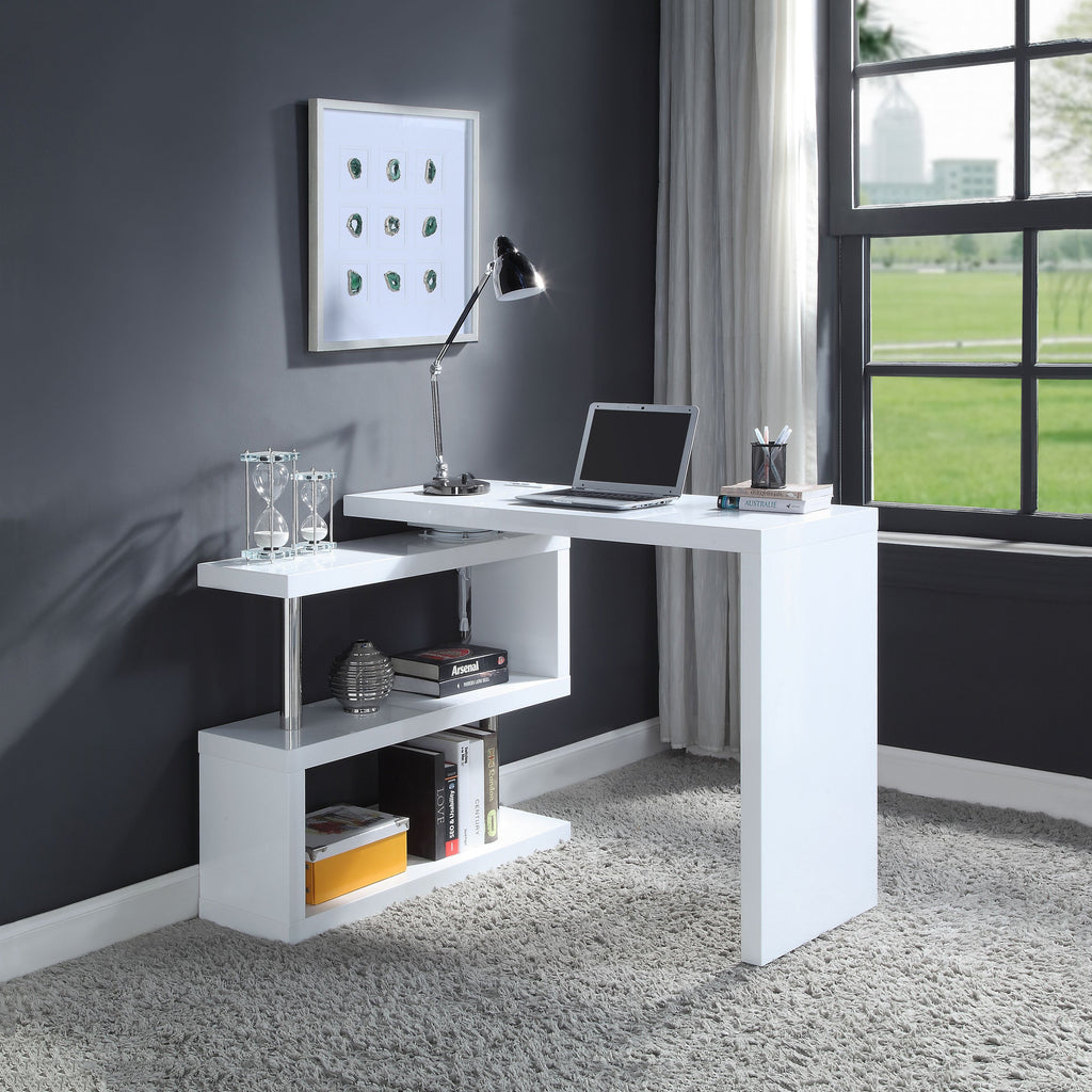 Reversible Swivel Writing Desk with Shelf