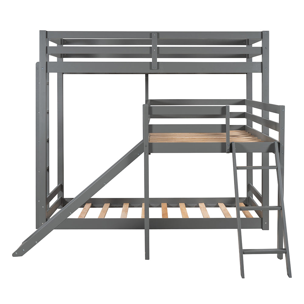 L-shaped Triple Bunk Bed with Slide