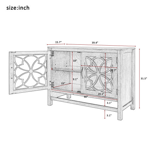 39 Inches Buffet Sideboard Storage Cabinet, Gray