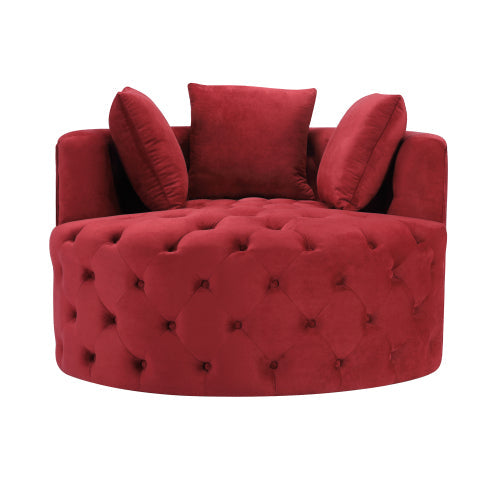 Oversize 360¡ã Swivel Sofa Chair, Red Velvet