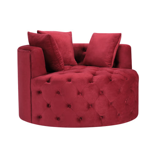 Oversize 360¡ã Swivel Sofa Chair, Red Velvet