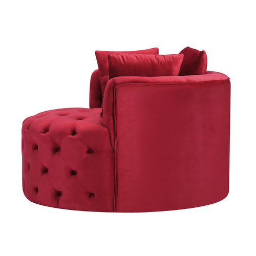 Oversize 360¡ã Swivel Sofa Chair, Red Velvet