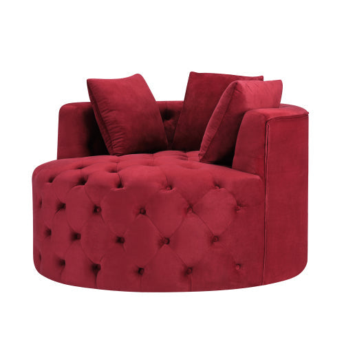 Oversize 360¡ã Swivel Sofa Chair, Red Velvet