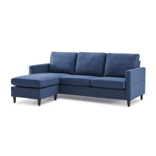 L-Shape 3-Seater Couch Reversible Sectional Sofa, Blue